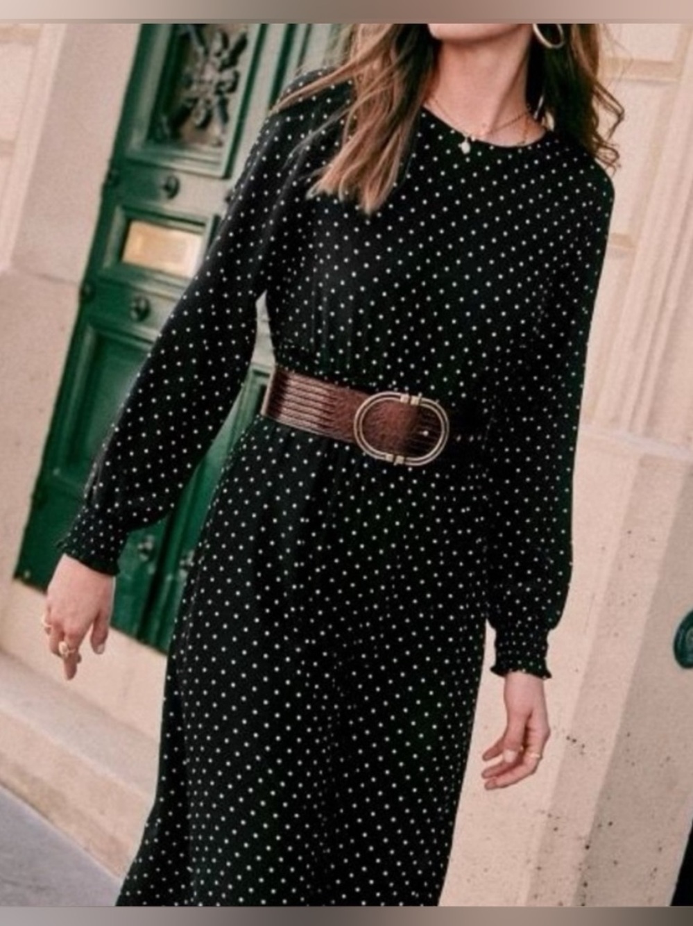 SEZANE Louisa silk polka dot midi dress